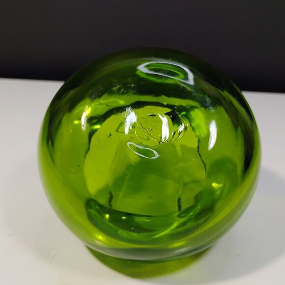 Vtg Hand Blown Glass Ashtray Green Cigar Bowl Mcm Dish Orb Avocado Blenko 6321 - Picture 7 of 9